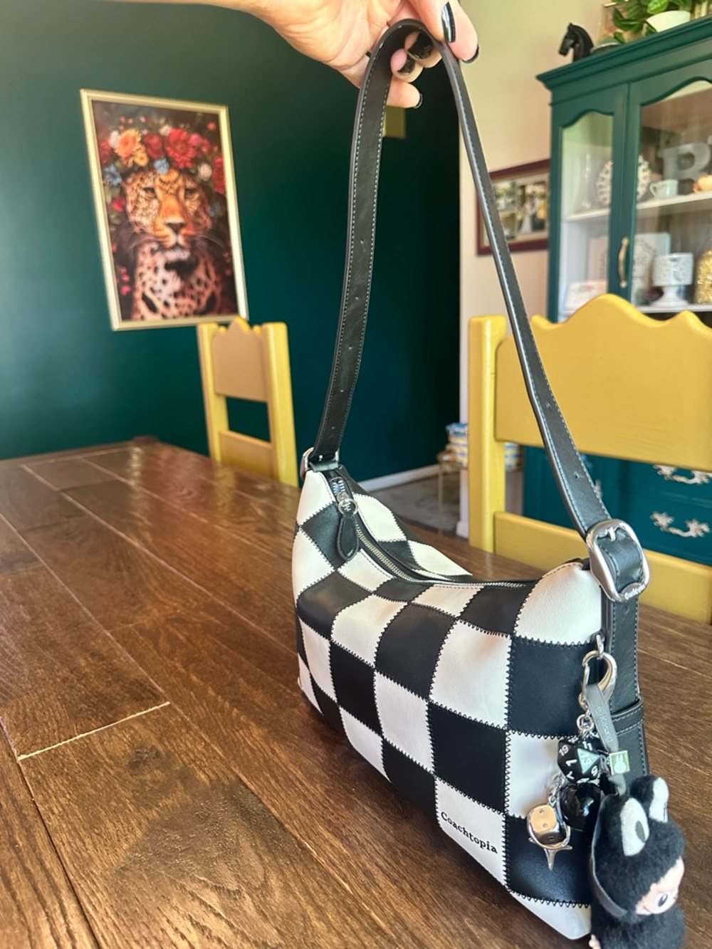 Coachtopia Alter Ego Black and White Checkered Medium Bag - Picture 2 of 5